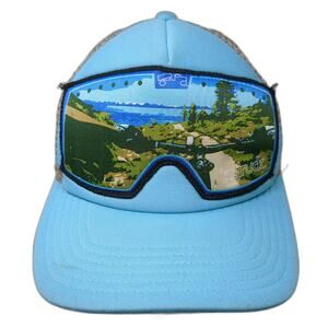 bigtruck Trucker Hat Blue Gray OS Goggle Landscape Mesh Snapback Mountain Patch